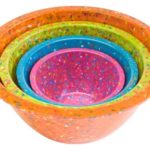 Zak! Designs Confetti Mixing Bowls (4 Piece Set), Durable and BPA-free Melamine, Assorted Orange