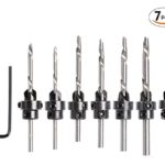 RAM-PRO 7-Pc Countersink Drill Bit Set with Stop Collars &amp; Wrench, Perfect for Wood | Quick Change Pre-Drill Counterbore Drill Bits Made for Screw Sizes: # 5,6,7,8,9,10,12.