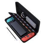 amCase Hard Carrying Case for Nintendo Switch with 14 Game Cartridge Holders with Zipper Protective Travel Case (Black)
