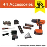 BLACK+DECKER LDX50PK 20V Max Lithium Ion Drill Tool Set with 44Pc Project Kit