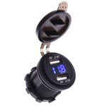 MICTUNING 4326593002 USB Charger (4.2A Dual Port with Voltmeter 12-24V BLUE LED Digital Display Universal for Car Boat Motorcycle)