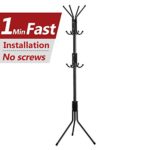 LCH Metal Coat Rack Free Display Stand Hall Tree with 3 Tiers and 12 Hooks for Clothes Scarves Purses and Hats