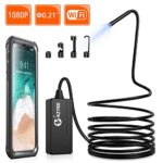 Wireless Endoscope KZYEE Semi-rigid WiFi Borescope Inspection Camera 2.0 Megapixels 0.216inch Diameter HD Snake Camera for Android/IOS Smartphone/iPhone/Samsung Tablet Devices-5M Length
