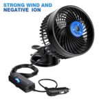 Tvird Car Air Fan Electric 12V Cooling Air Fan,Powerful Quiet 2 Speed Wind Fan 360 Degree Rotatable Dashboard Cooling Fans Summer Cooling Fan Air Circulator for Van SUV RV Boat Auto (6.5 inches)