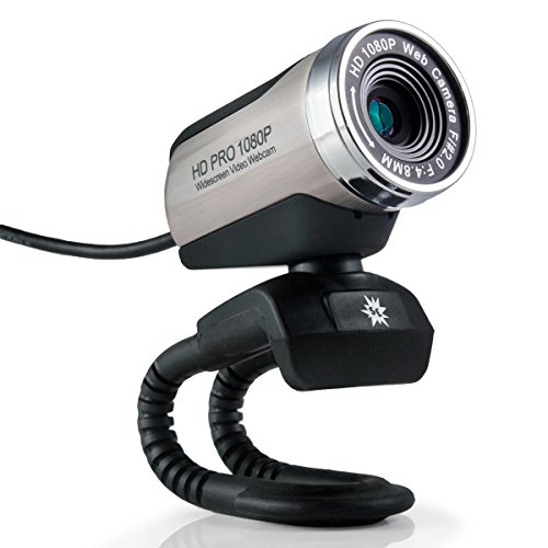 USB 2.0 HD Pro Widescreen Video Full 1080p Webcam with Built In Microphone and Flex Stand for Windows PC, Laptops and Apple OS X