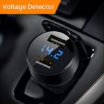 Car Charger, Ainope 4.8A Car Charger Adapter Metal Dual USB Car Charger LED Display Car Voltage Detector Flush Fit for iPhone X/ 8/7/ 6s/ Plus, iPad Air 2/ mini 3, Galaxy S9/ S8/ S7 Edge &#8211; Black