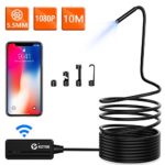 Wireless Endoscope, KZYEE 5.5mm Diameter 1080P 2.0 MP HD Semi-Rigid WiFi Borescope Inspection Camera IP67 Waterproof Snake Camera for Android &amp; iOS Smartphone Tablet-33FT