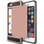 iPhone 6 Case, Anuck iPhone 6 Wallet case [Anti Scratch][Heavy Duty][Card Pocket] Dual Layer Hybrid Rubber Bumper Protective Card Case Cover for Apple iPhone 6 4.7 inch &amp; iPhone 6s 4.7&#8243; &#8211; Rose Gold