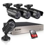 ZOSI 8CH Security Camera System HD-TVI 1080N Video DVR recorder with 4x HD 1280TVL 720P Indoor Outdoor Weatherproof CCTV Cameras 1TB Hard Drive,Motion Alert, Smartphone, PC Easy Remote Access