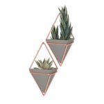 Umbra Trigg Hanging Planter Vase &amp; Geometric Wall Decor Container &#8211; Great for Succulent Plants, Air Plant, Mini Cactus, Faux Plants and More, Concrete Resin/Copper (Set of 2)