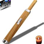 Candle Lighter – USB Electronic Rechargeable for Multipurpose Windproof Flameless Safety Use in Gas Stove in Kitchen, Firework in Party, Outdoor BBQ or Camping with Spark Only In Gift Box (Wood Grain)