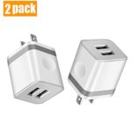 KEAIO USB Wall Charger, [UL Certified] 2.1A/5V Dual Port USB Plug Power Adapter Charging Block Cube Compatible with iPhone X 8 7 6 Plus 5S SE, iPad, Samsung, Android Cell Phone, 2-Pack (Grey) 