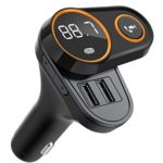 Bluetooth FM Transmitter for Car, (Rotating Design) Wireless Bluetooth FM Radio Adapter Car Kit with Hands-Free Calling, 5V/2.4A&amp;2.4 Concealled Dual USB Charging Ports.