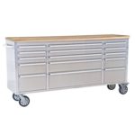 72&#8243; Wide 15 Drawer Stainless Steel Anti-Fingerprint Tool Chest with Work Station