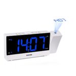 MIZHMI Projection Alarm Clock, Dual Alarms with FM Radio USB Charging Dimmer 5.5&#8243; LED 12/24 Hour Display and Dimming Nap/Sleep Timer Snooze Function