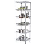 SINGAYE Storage shelves, 6-Tier Wire Storage Unit with Baskets Shelving adjustable storage shelf, 13.4&#8243; D x 13.4&#8243; W x 63&#8243; H,Silver