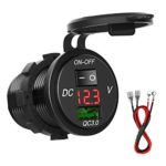 [Quick Charger 3.0] HiGoing 12V/24V Marine USB Outlet, Waterproof USB Car Charger Socket with Voltmeter and On/Off Switch for Marine, Boat, Motorcycle