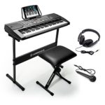 Hamzer 61-Key Portable Electronic Keyboard Piano with Stand, Stool, Headphones &amp; Microphone