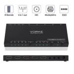VORKE HDMI Switch HDR 4k2k@60Hz(4:4:4) 18Gbps 4 in 1 Out HDMI2.0b HDCP2.2 HDR Auto Switch RS232 EDID ARC Stereo Optical Output Remote Control (HD41 Pro)