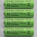 BRIGHT ZEAL Pack Of 4 AA High Capacity Battery Replacements for Solar Garden Lights 204 (1.2V, 600mAh) 1012