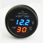 QUMOX Cigarette Lighter Style Digital Thermometer Display Voltmeter with USB Charger