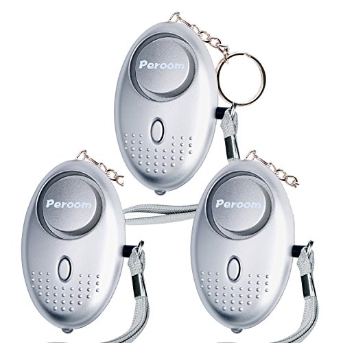 Personal Alarm, 3 Pack Emergency Self-Defense Security Alarms with LED Light, 140DB Safe Sound Personal Alarm Keychain for Elderly Women Kids Night Workers By Peroom, Silver