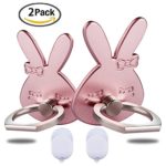 Finger Ring phone Stand &amp;holder 2pcs /360°Rotation 180°Flip Universal Finger Ring Car Mount Phone Ring Grip for iPhone Samsung Galaxy [Washable][Removable] phone ring (rose gold/rabbit 1)