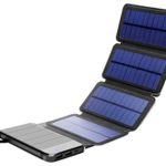 Solar Phone Charger 10.000mAh Power Bank &#8211; Portable Smartphone &amp; iPhone Battery + Emergency Flashlight – (2) USB Ports + (4) Foldable Solar Panels &#8211; Fast Charging Smart IC Technology &#8211; Camping, Hiking