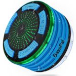 BassPal Shower Speaker Waterpoof IPX7, Portable Wireless Bluetooth Speakers with Radio, Suction Cup &amp; LED Mood Lights, Super Bass HD Sound Perfect Pool, Beach, Bathroom, Boat, Outdoors (01.Blue)