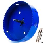 Eliseo 6 inch 152 mm Hole Saw Blade for Cornhole Boards/Corn Hole Drilling Cutter &amp; Hex Shank Drill Bit Adapter for Cornhole Game/Carbon Steel &amp; BI-Metal Heavy Duty Steel (Blue)