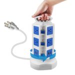 Power Strip Surge Protector MAOZUA Extension Cord Power Strip Tower 10 Outlet 4 USB Ports Surge Protected Extension Lead 9.8ft Cord Wire Extension 2500W Multi-Faceted Safety Sockets (10 Outlet 4 USB)