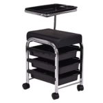 Giantex Black Pedicure Manicure Nail Cart Trolley Stool Chair Salon SPA With Shelves