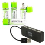 EasyPower USB AA Rechargeable Batteries 4 Pack w/Free 4-Port USB Hub &#8211; 1450mAh 1.2V NiMH AA USB Battery Charger Plugs into Any USB Device, 2-3 Times More Power Than Standard AA&#8217;s